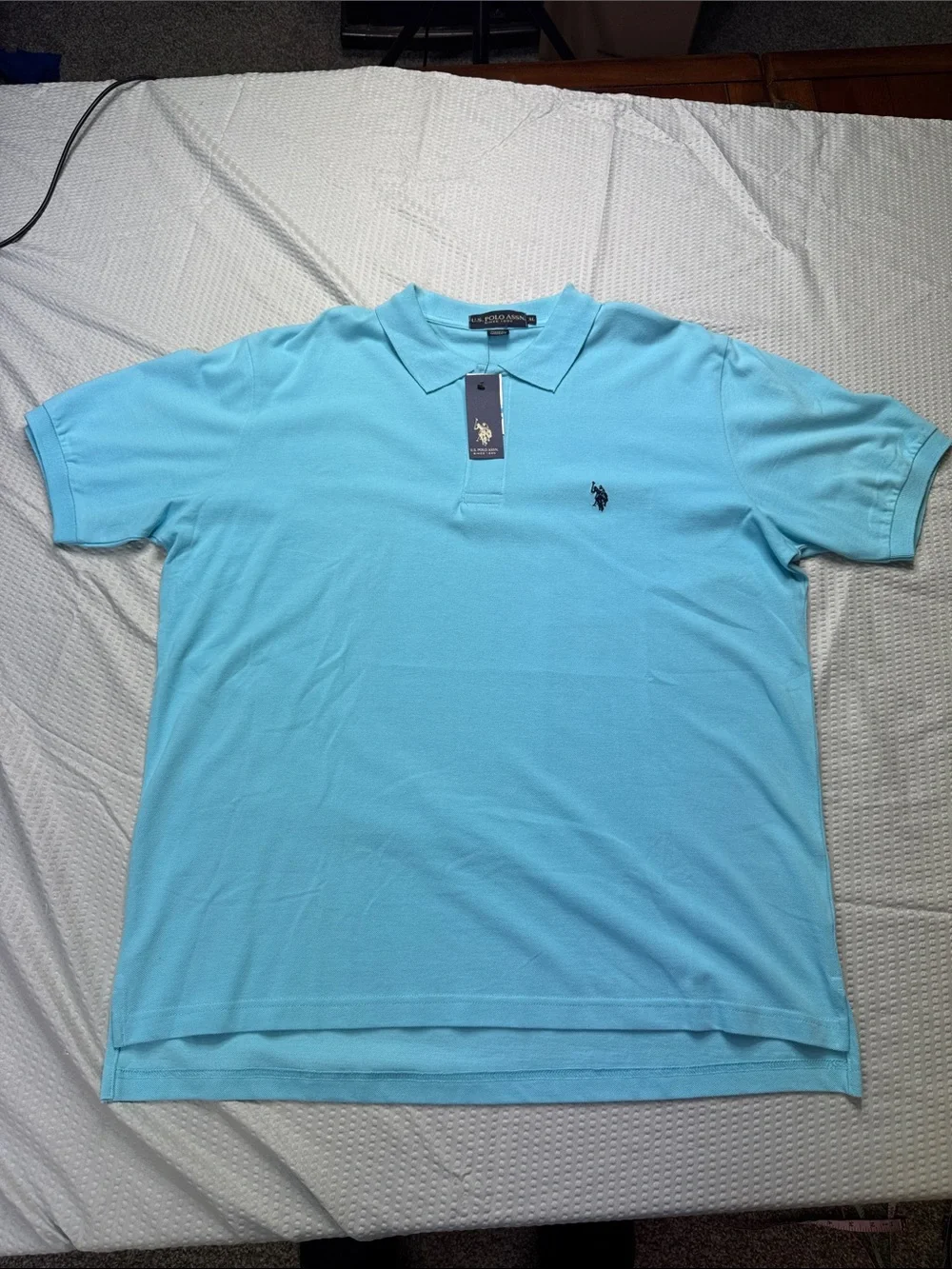 U.S Polo ASSN by Sky Blue Short-Sleeve Polo with Navy Pony XL